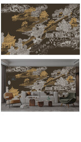 高清意境山水背景墙壁画