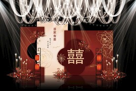 红色新中式婚礼背景