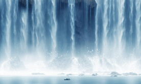 流水生财瀑布山水画