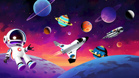 卡通星球宇航员火箭儿童宇宙背景
