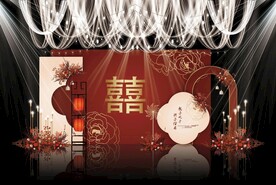 红色中式婚礼背景