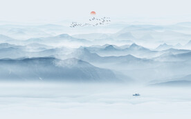 现代简约水墨山水画背景墙