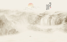 新中式水墨山水背景墙