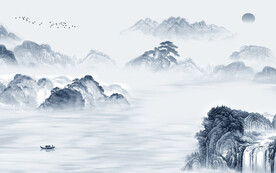 别墅 高雅中式山水 tif分层