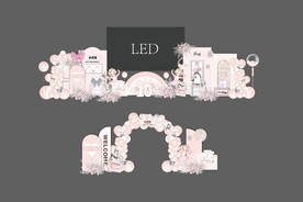 粉色女孩生日宝宝宴舞台LED