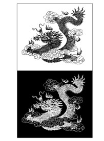 黑白线条龙雕刻图案