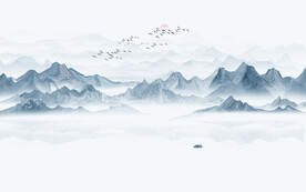 抽象水墨山水画背景墙