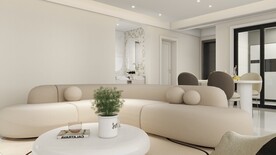 奶油风格客餐厅效果图