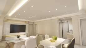 奶油风格客餐厅效果图