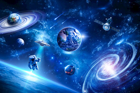 太空宇宙星球螺旋星云宇航员背景