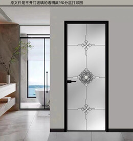 高清分层透明底平开门打印图