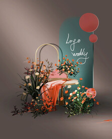 手绘古典民国风婚礼舞台