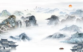 简约 中式人气山水 Tif分层