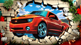 汽车破墙背景画