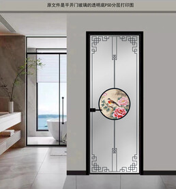 高清分层透明底平开门打印图