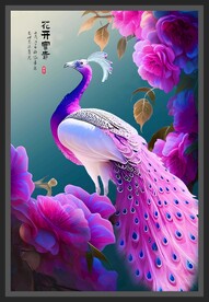 花开富贵孔雀图