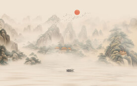 江山如画水墨背景图