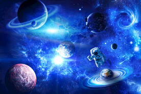 蓝色太空宇航员银河宇宙星球背景