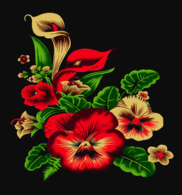 中老年花 数码印花