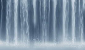 招财瀑布山水画