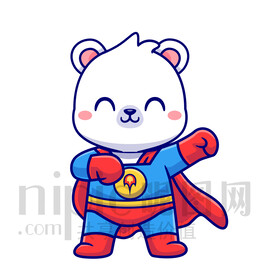 可爱卡通超人北极熊