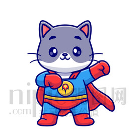 可爱卡通超人黑色小猫咪
