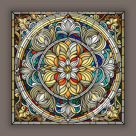 蒂凡尼教堂玻璃吊顶天花古典图案