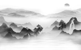 意境 灰色中式山水 TiF分层