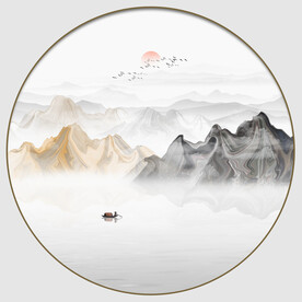 圆形抽象水墨画