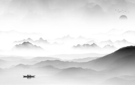 人气 灰色意境山水 Tif分层