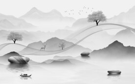 客厅 最新灰色山水 TiF分层