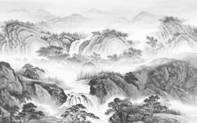 新品 奢雅灰山水画 TiF分层