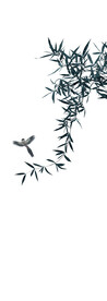 高清分层水墨竹子小鸟打印图