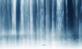 流水生财瀑布山水画