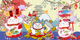 寿司招财猫背景