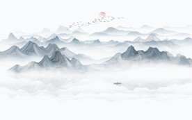 新中式抽象水墨山水墙画