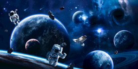 太空陨石宇航员火箭宇宙星球背景