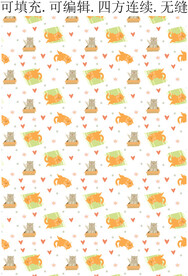 可爱小猫 卡通猫咪图案 印花