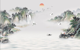 新中式水墨画意境水墨山水