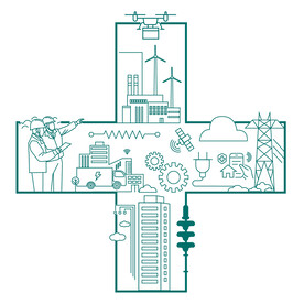 国家电网电力图标插画线描图