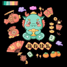 龙年贴纸