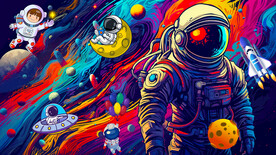 卡通宇航员儿童房背景墙