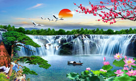 流水生财 旭日东升