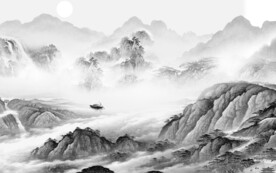 简约 新品灰色山水 TiF分层