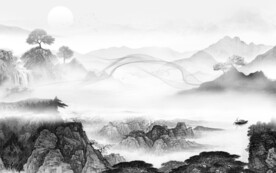 客厅 意境灰色山水 TiF分层