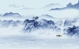 高清 客厅大气山水 Tif分层