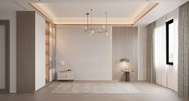 现代极简轻奢卧室空场景