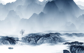 高清 客厅中式山水 TIf分层