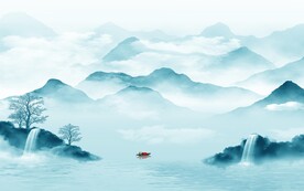 人气 客厅中式山水 TIf分层