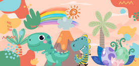 卡通恐龙背景墙